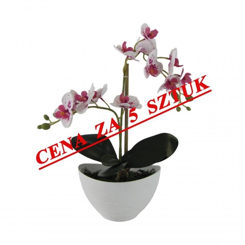 Sztuczne storczyki x2 w doniczce 40cm cętki różowe (5 szt.)